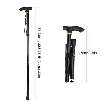 Outdoor Mountaineering Trekking Poles — 5-Section Telescopic Aluminum Alloy Folding Cane for Hiking & Climbing