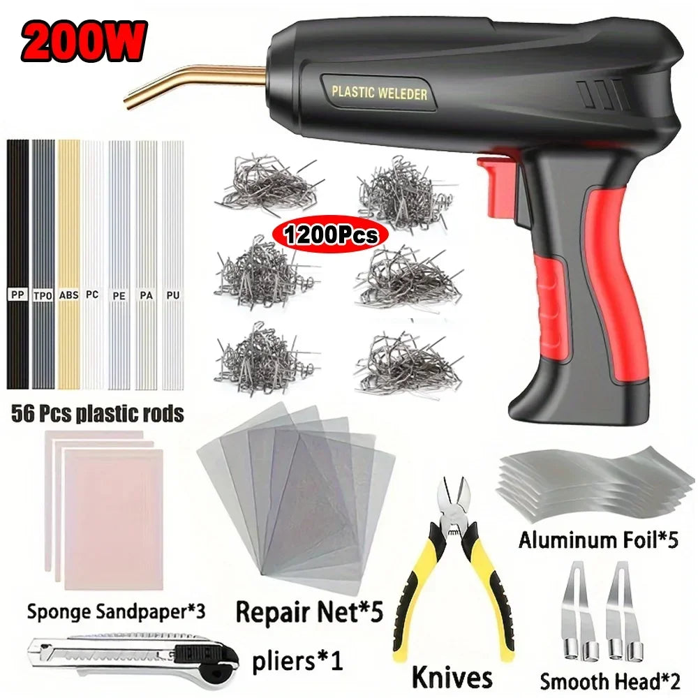Upgraded 2-in-1 Plastic Welding Kit – 200W Hot Stapler & Soldering Gun with 6/4 Types Staples for Car Bumper Repair