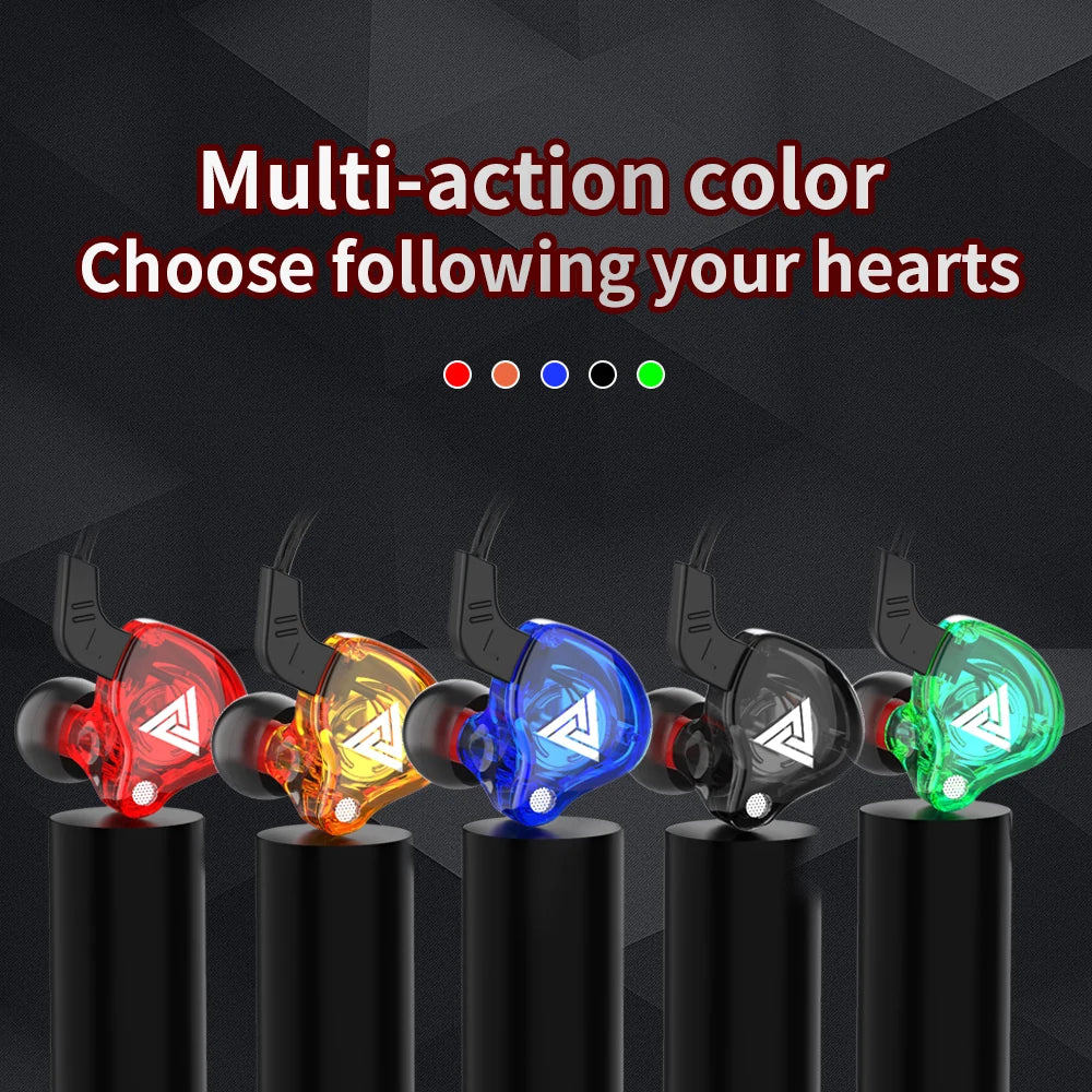 QKZ AK6 In-Ear Earphones - 6 Dynamic Drivers, Stereo Headphones with Mic, Sports HIFI Subwoofer Monitor Earbuds
