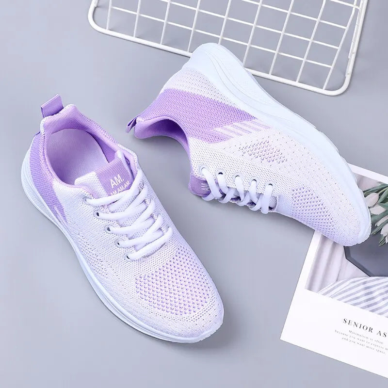 Spring New Women's Lightweight Mesh Running Shoes, Soft Sole Sport Casual Sneakers