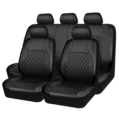 Universal 4PCS Faux Leather Car Seat Covers - All-Season Quilted Interior Seat Protector Set