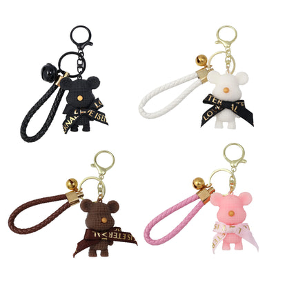 Cute Bear & Rabbit Keychain - Resin Bow Bell Bag Pendant & Car Key Ring Gift for Girls