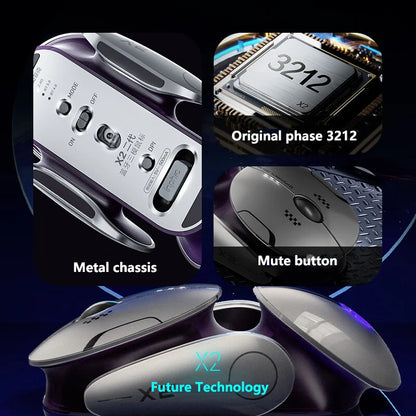 Inphic X2 Silent Bluetooth Mouse – Rechargeable Wireless Gaming & Office Mouse with Metal Base for Computer & Laptop