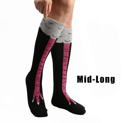 Men's 3D Chicken Print Socks - Funny Cartoon Thigh-High Cotton Cosplay Socks