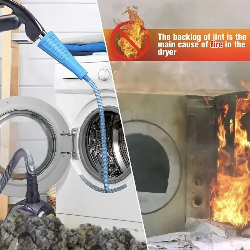 Bendable Dryer Vent Cleaner Kit - Vacuum Attachment with Guide Wire for Easy Lint Removal, Includes Cleaning Hose - Keep Your Dryer Efficient