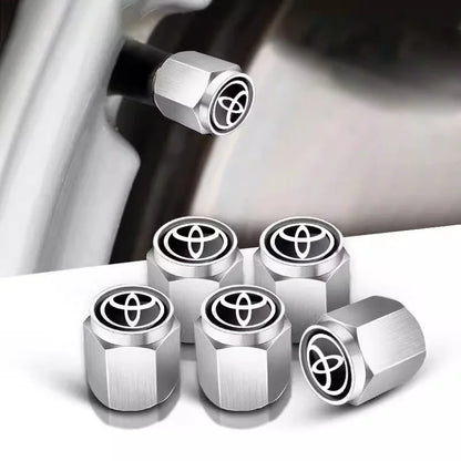 5PCS Car Tire Valve Stem Caps – Dustproof Cover Accessories for Toyota Hilux, Aygo, Yaris, Ractis, Corolla, Camry, CHR, Auris, Tacoma