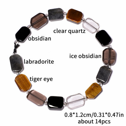 Natural Gemstone Rectangle Beads - 8x12mm Amethyst Citrine Lapis Lazuli Spacer Beads for DIY Jewelry Making & Bracelets