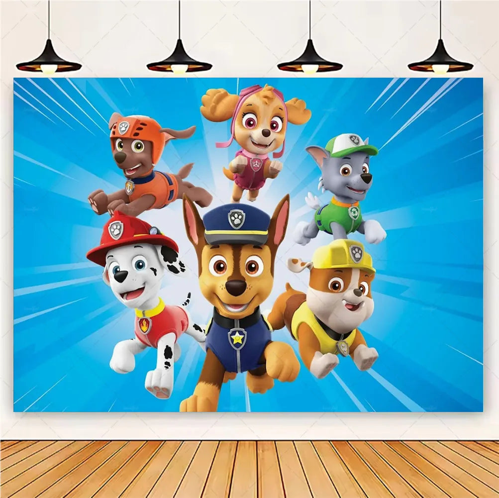 PAW Patrol Cartoon Puppy Birthday Party Backdrop – Animation Theme Decoration Background for Kids Party & Baby Shower Supplies Gift