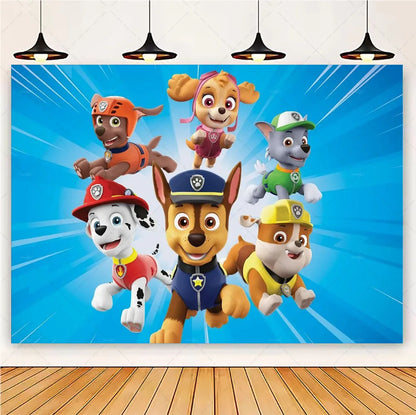 PAW Patrol Cartoon Puppy Birthday Party Backdrop – Animation Theme Decoration Background for Kids Party & Baby Shower Supplies Gift