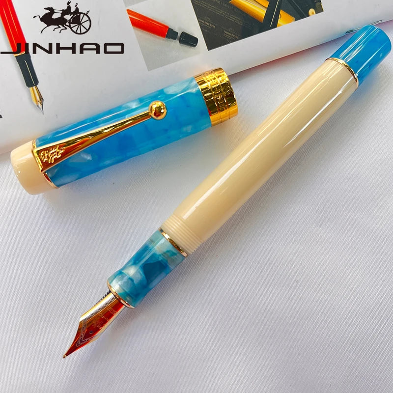Jinhao 100 Celluloid Fountain Pen – Classic Style Fine Nib with Refillable Converter | Smooth Writing Instrument