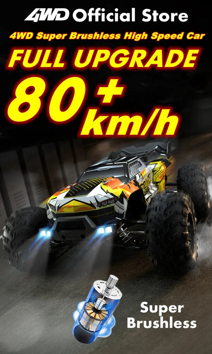 4WD Remote Control Car – Off-Road 4x4 RC High-Speed Buggy Truck, Brushless 50/80KM/H Drift Racing Toy for Kids & Adults