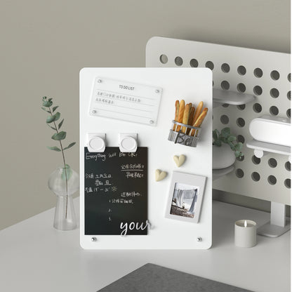 Magnetic Bulletin Board with Stand, Tabletop Metal Display Board with Magnetic Clamp for Notes, Photos & Magnet Organization