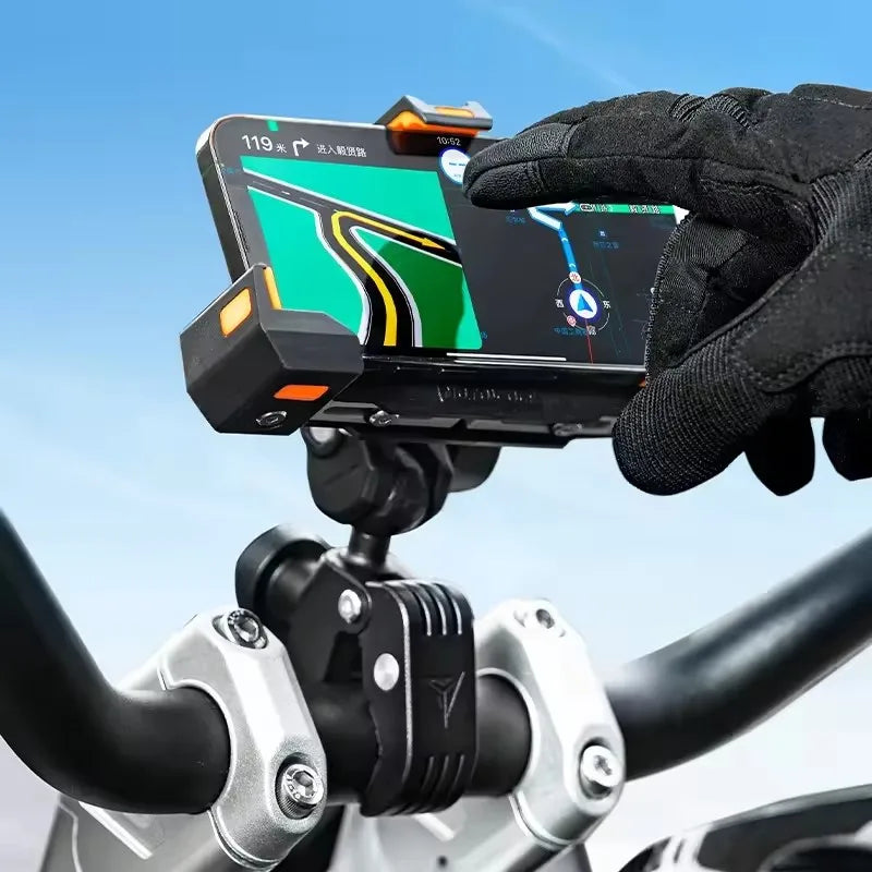 MOTOWOLF Motorcycle Shock Absorbing Phone Holder – Triangular Wireless Charging Navigation Mount