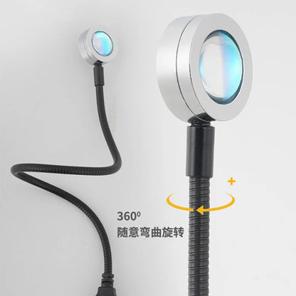 Sunset Projection Lamp USB Rainbow Night Light: Atmospheric Sunset for Photography & Live Wall Decoration - Perfect for Coffee Shops & Selfies