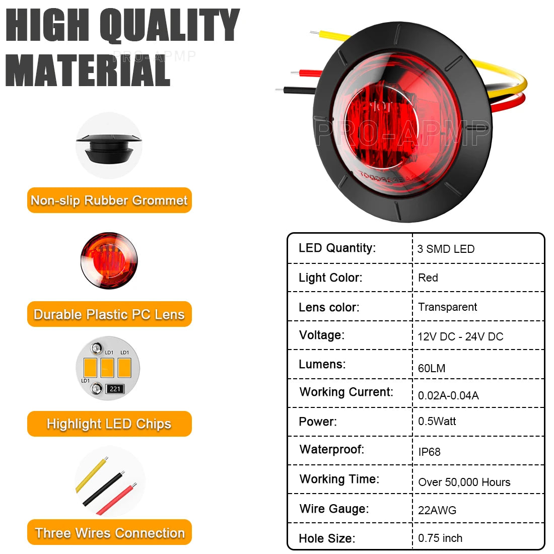 10PCS Strobe LED Side Marker Lights – 12-24V Clearance Indicator for Cars, Trucks, Trailers & RVs