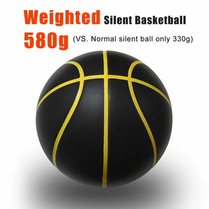 580G Silent Indoor Basketball – Noiseless Size 7 PU Foam Airless Ball with Quiet Bounce, 90% Real Feel