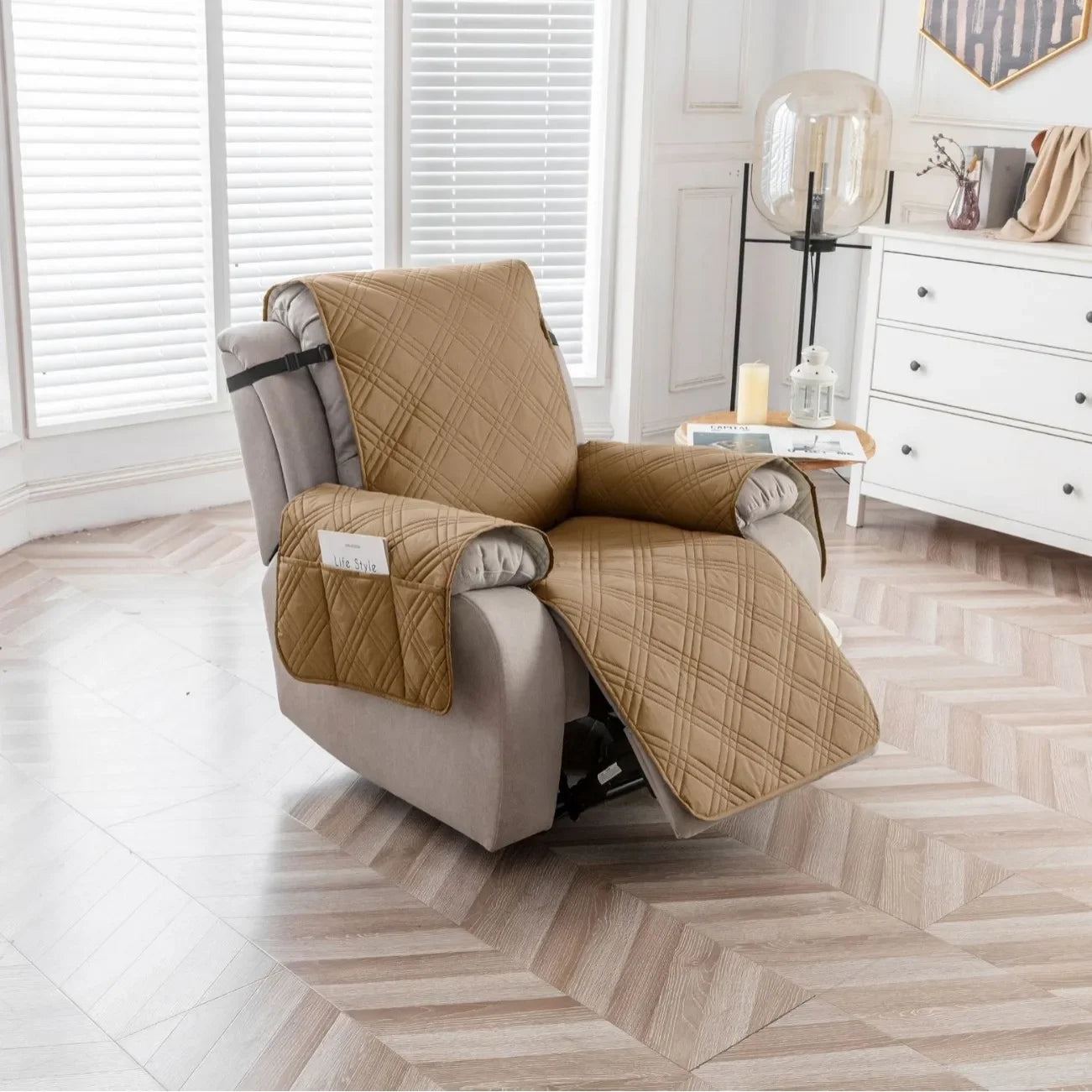 100% Waterproof Recliner Chair Cover – Non-Slip Recliner Slipcover with Pocket for Bedroom, Office & Living Room