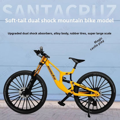 1:8 Dual Shock Downhill Mountain Bike Alloy Model - Soft Tail Metal Racing Toy & Birthday Gift