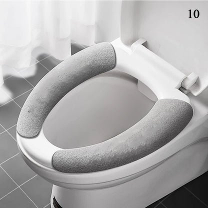 2-Pack Reusable Flannel Toilet Seat Cover Pads – Washable Warm Bathroom Seat Cushion Set