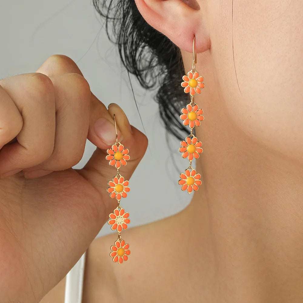 Retro Daisy Flower Earrings - Elegant Small Floral Jewelry for Women Party Gifts
