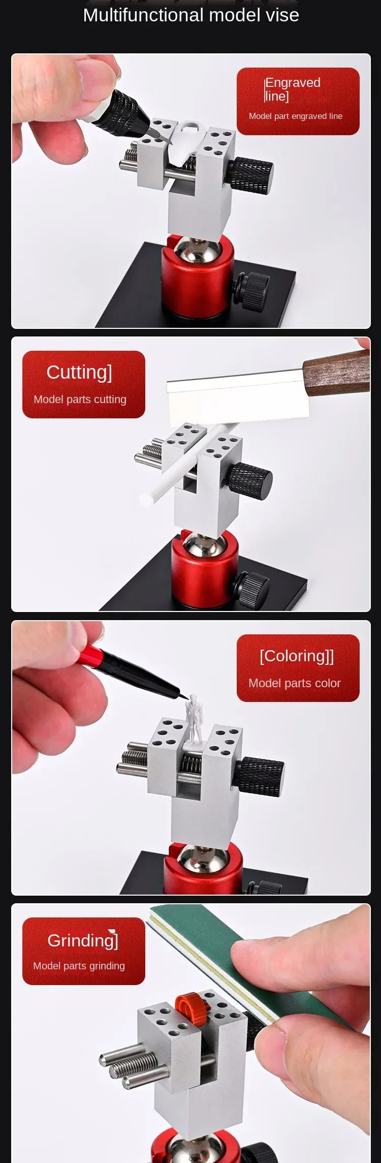2-in-1 Etching Sheet Bender & 360° Vise Tool Holder — Precision Parts Bender for Gundam, Mecha & Military Model DIY