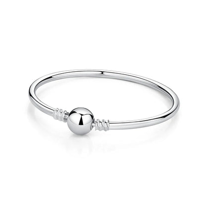 925 Sterling Silver Love Heart Charm Bracelet – Rose Gold Snake Chain Bangle for Women | DIY Luxury Bead Jewelry Accessories