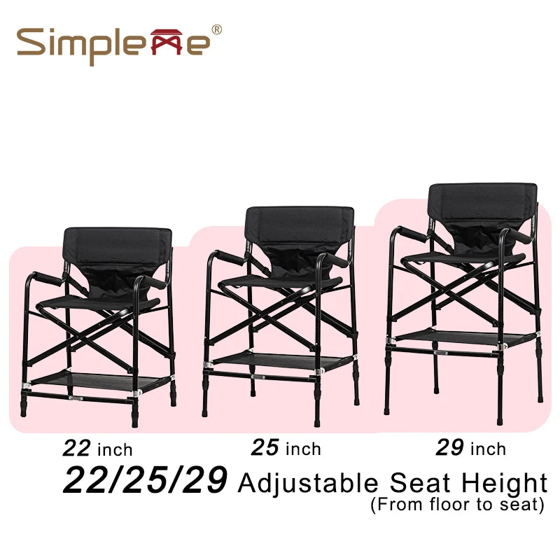 Simpleme Adjustable Makeup Artist Chair – Lightweight 4.5kg Swivel Salon Stool