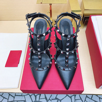Women’s 2025 Summer Luxury Punk High Heel Sandals – Metal Rivet Gladiator Pointed Toe Stiletto Party Shoes