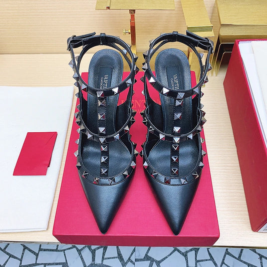 Women’s 2025 Summer Luxury Punk High Heel Sandals – Metal Rivet Gladiator Pointed Toe Stiletto Party Shoes