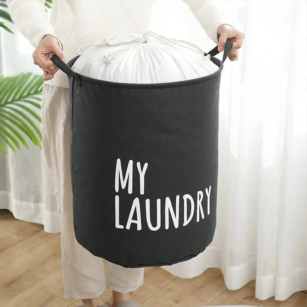 Cotton & Linen Foldable Laundry Basket — Waterproof Household Storage for Clothes, Toys, and Laundry Supplies