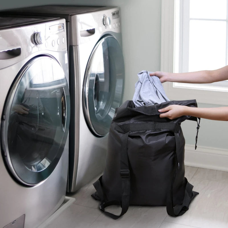 Large Heavy-Duty Polyester Laundry Bag — Drawstring Backpack for School & Camping