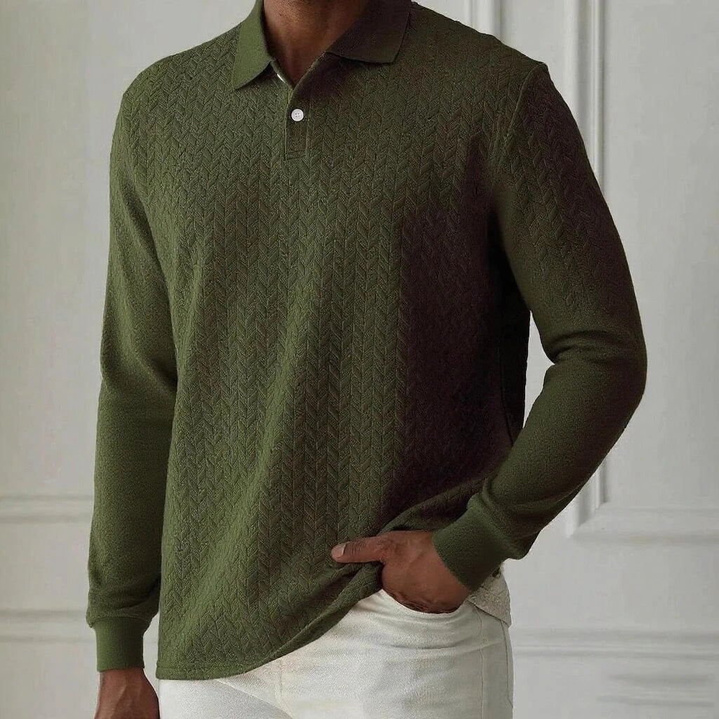 Men’s Long Sleeve Polo Shirt - High Quality Business Casual T-Shirt for Office and Fashion Style