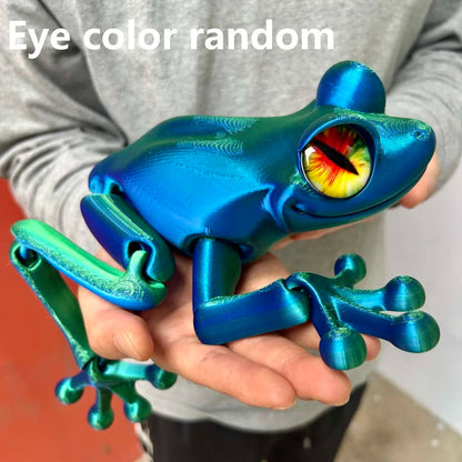 3D Printed Frog Statue - Flexible Fidget Animal Figure for Desk and Home Decor