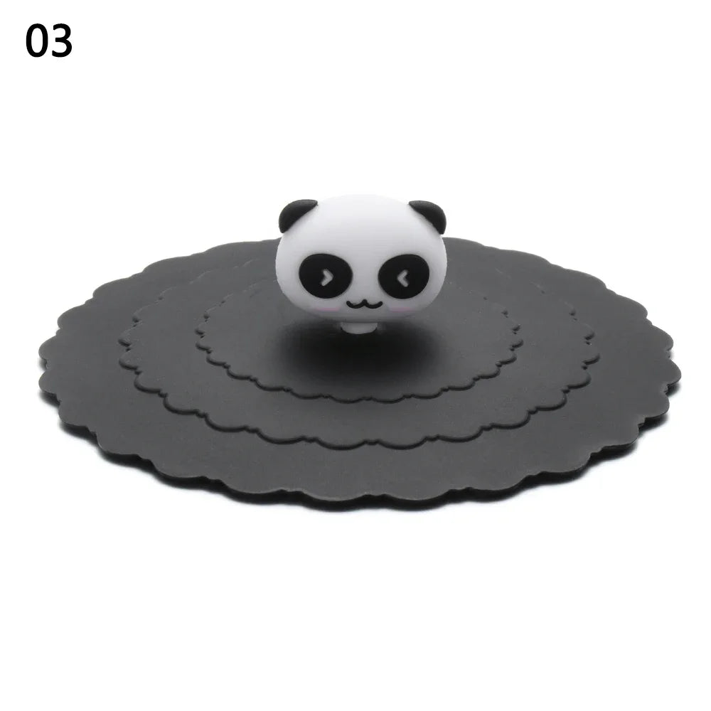 Cartoon 10cm Cute Silicone Cup Cover - Heat-Resistant, Leak-Proof, Dustproof Sealed Lid for Tea Cups