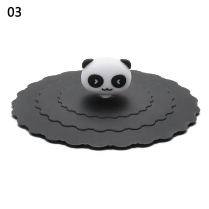 Cartoon 10cm Cute Silicone Cup Cover - Heat-Resistant, Leak-Proof, Dustproof Sealed Lid for Tea Cups
