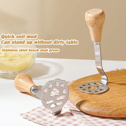 Manual Potato Masher — Stainless Steel Fruit & Vegetable Crusher, Food Mashing Tool for Kids, Kitchen Gadget