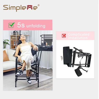 Simpleme Adjustable Makeup Artist Chair – Lightweight 4.5kg Swivel Salon Stool