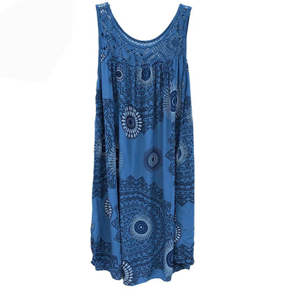 Women’s Summer Camisole Dress - Lace Print Sleeveless Loose Swing Maxi Dress Plus Size Long Skirt Outfit