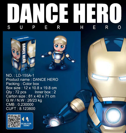 Marvel Iron Man Dance Action Figure – LED Light Singing Robot, Spiderman & Avengers Superhero Toy, Kid’s Christmas Gift