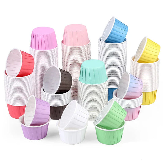 50pcs Newspaper Style Cupcake Liners: Middle Size Baking Cups for Wedding Party, Tulip Muffins, Oilproof Cake Wrappers
