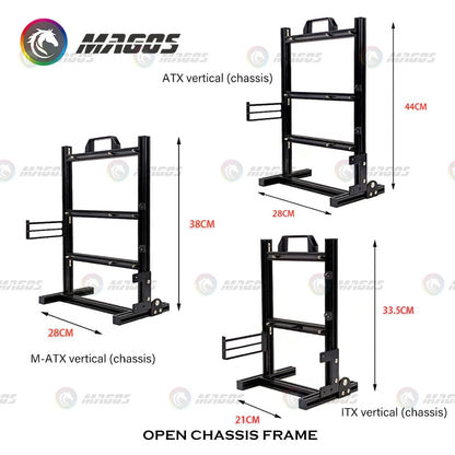 Aluminum Open Frame PC Case – Supports ITX/MATX/ATX Motherboards, Vertical Gaming Cabinet for DIY & Water Cooling Builds