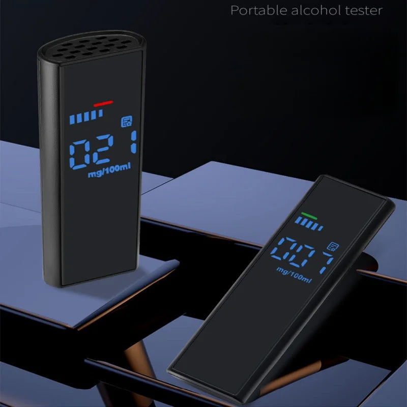Digital Breathalyzer Alcohol Tester - Black Rechargeable Breath Alcohol Testing Device with LCD Display for Home Use