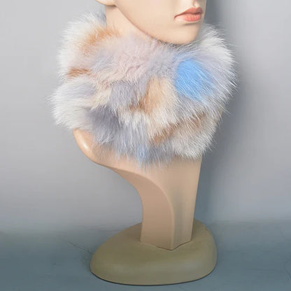 2025 Real Fox Fur Scarf and Headband – Luxury Winter Neck Warmer for Women, 100% Natural Fur, Elastic Ring Muffler
