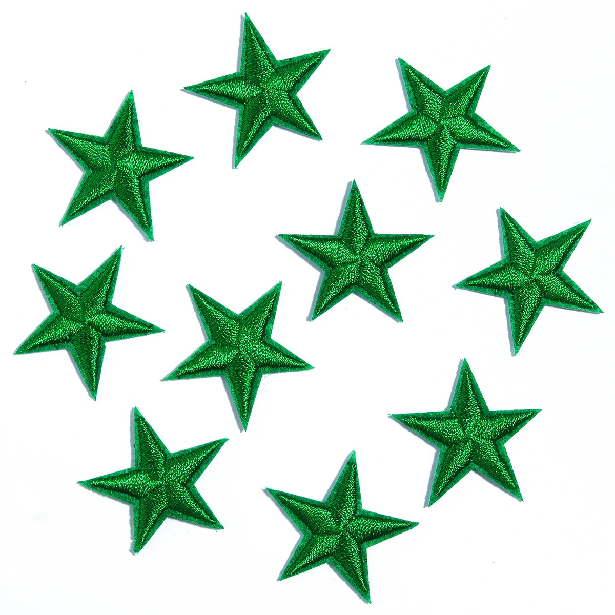 10pcs Mini Star Iron-On Embroidery Patches – Small Pentagram Appliques for DIY Clothing, Black White Gold Fashion Decoration