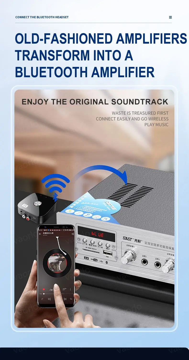 NFC Bluetooth 5.3 Audio Receiver – 3.5mm AUX, RCA Stereo, Lossless HIFI Music Wireless Adapter with USB U-Disk Play & Remote Control
