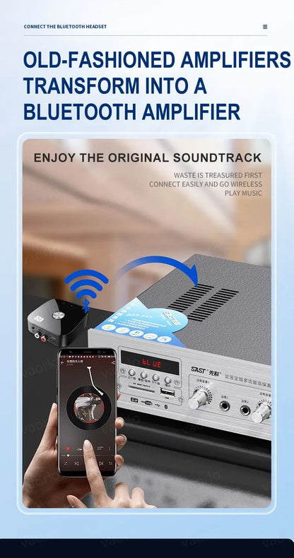 NFC Bluetooth 5.3 Audio Receiver – 3.5mm AUX, RCA Stereo, Lossless HIFI Music Wireless Adapter with USB U-Disk Play & Remote Control