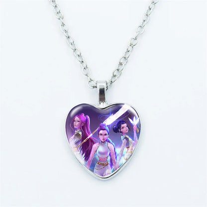 2025 KPop Demon Hunters Necklace & Bracelet Set – Kawaii Anime Jewelry for Girls, Cosplay Pendant Accessories