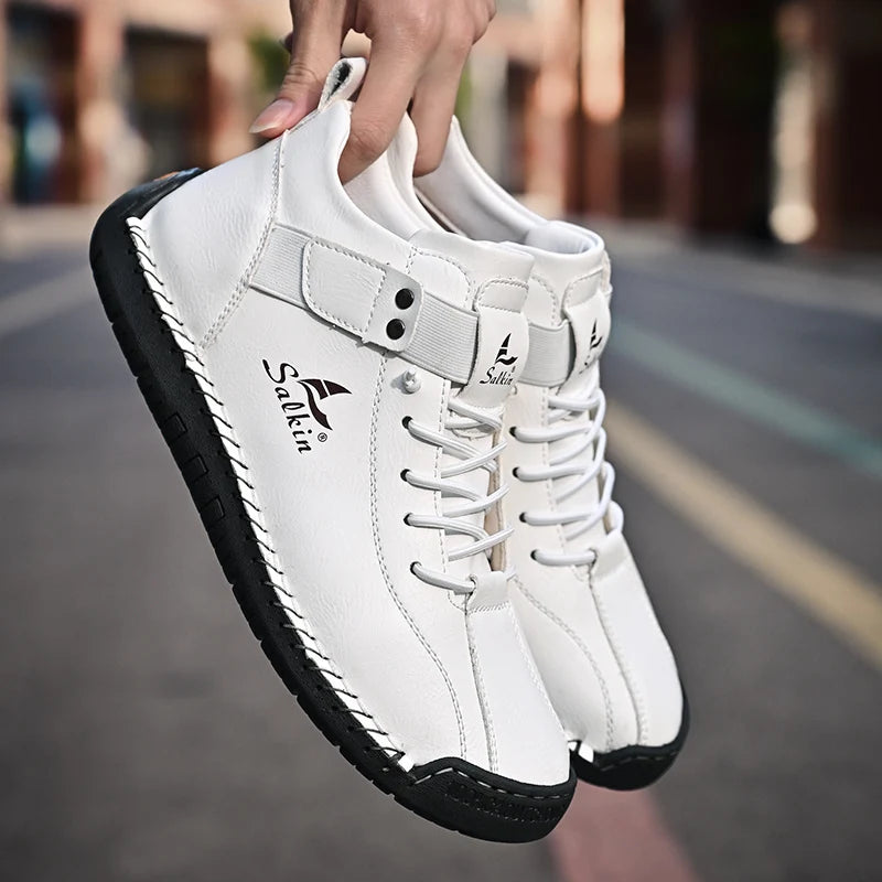 2024 Handmade Leather Casual Men’s Shoes - Breathable Sneakers & Ankle Boots for Outdoor Wear