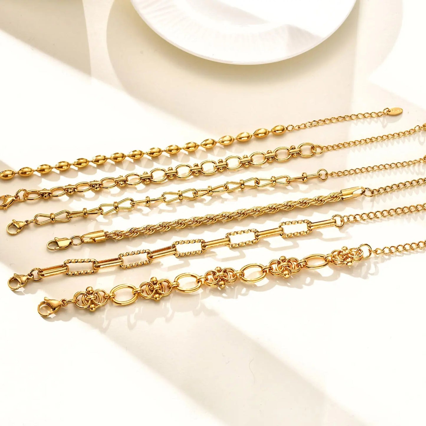 Women's Chunky Gold Plated Stainless Steel Link Chain Bracelet – Waterproof Layered Wristband Jewelry