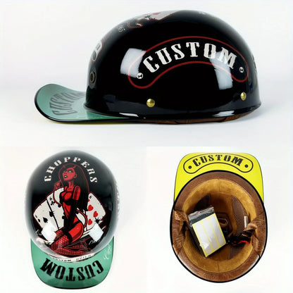 Retro Motorcycle Helmet for Men – Half Face Moto Helmet with Baseball Cap Design, DOT Certified Cycling Capacete De Moto